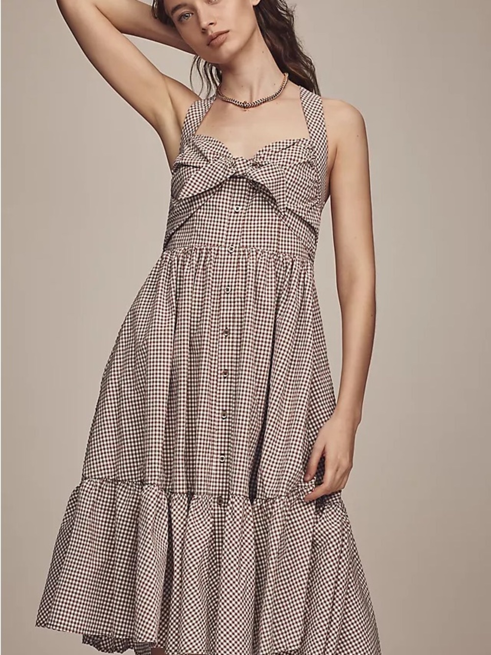 Maeve Halter Bow-Front Midi Dress
